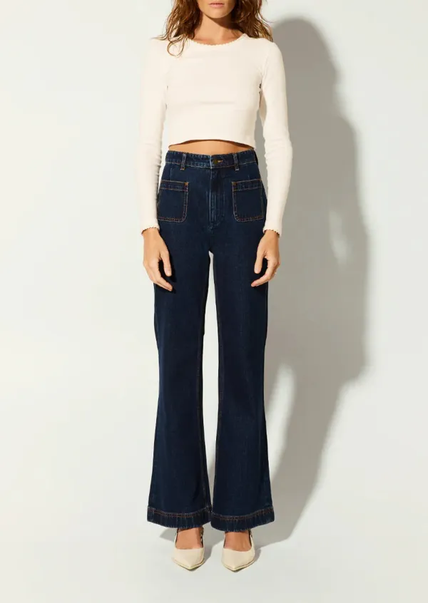Cropped Long Sleeve Round Neck Top
