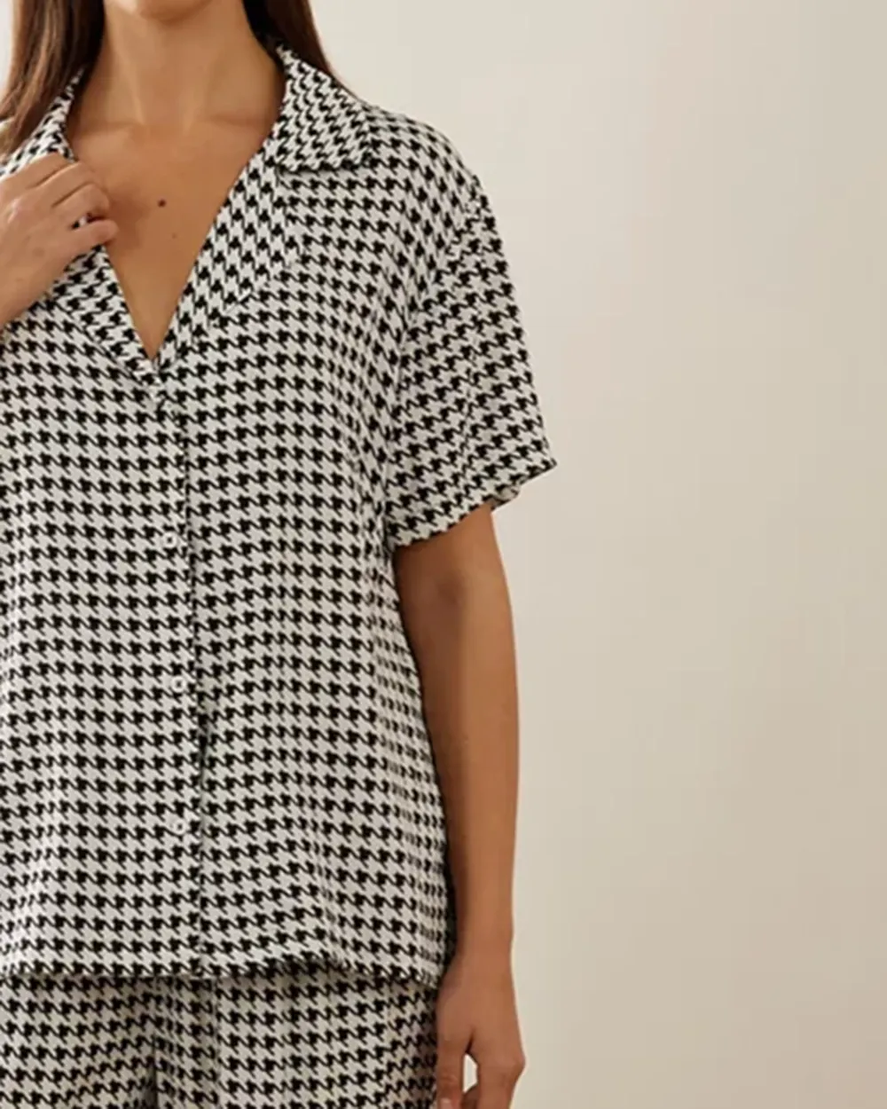 Houndstooth Long PJ Set