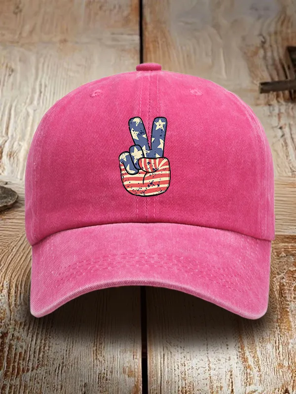 Star Stripe Two Print Washed Baseball Cap