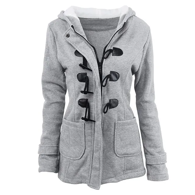 Women's Winter Coat Cropped Hooded Coat Thermal Warm Heated Jacket Fall Casual Street Jacket Long Sleeve with Pockets Black Army