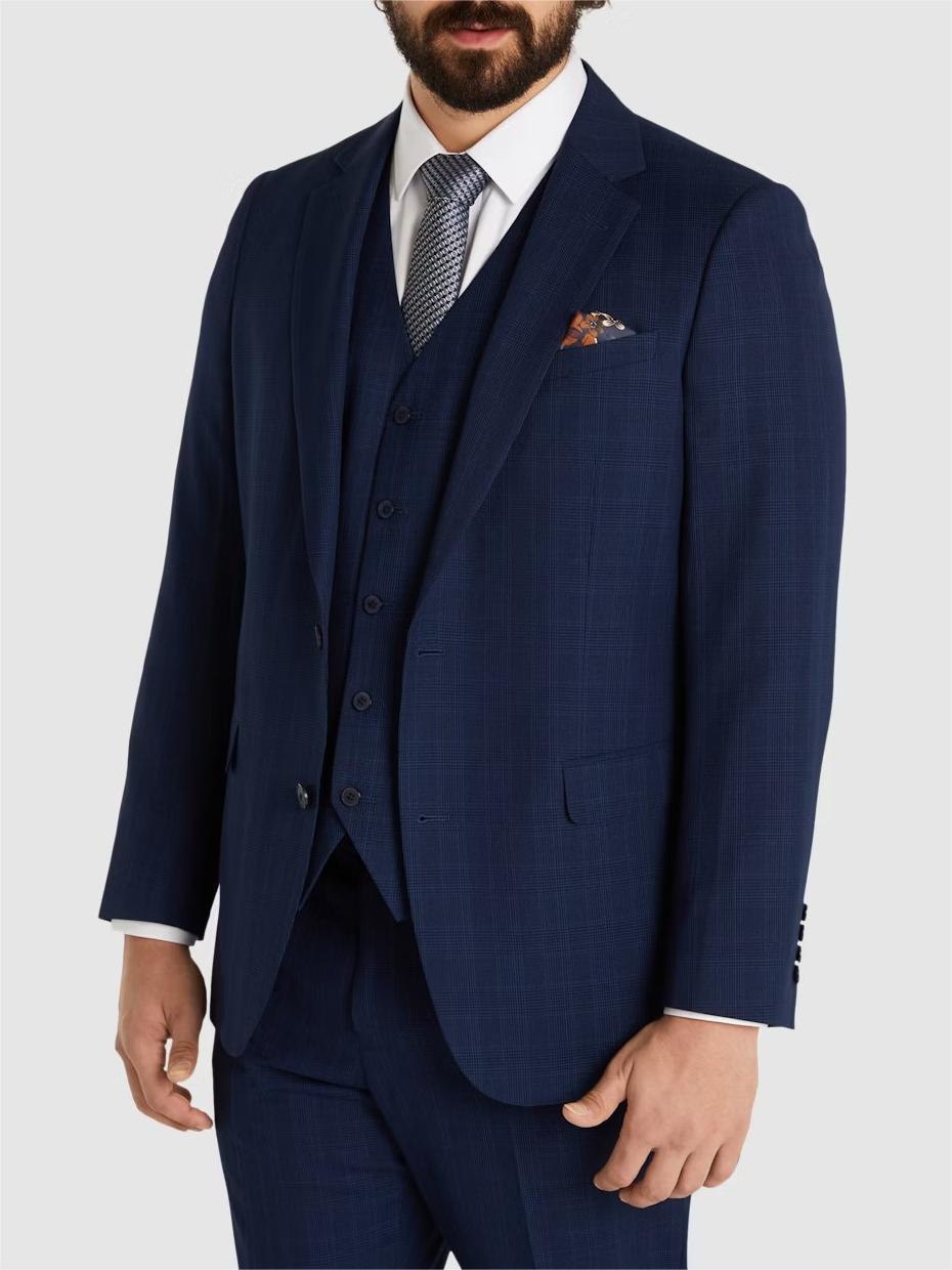 NAVY OVERCHECK SUIT BLAZER