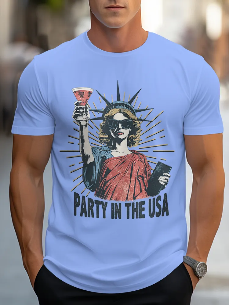 Man'S Party In The USA Round-Neck Short-Sleeved T-Shirt
