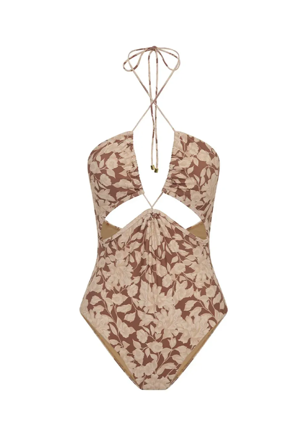 Gold Cord Straps Floral Swim