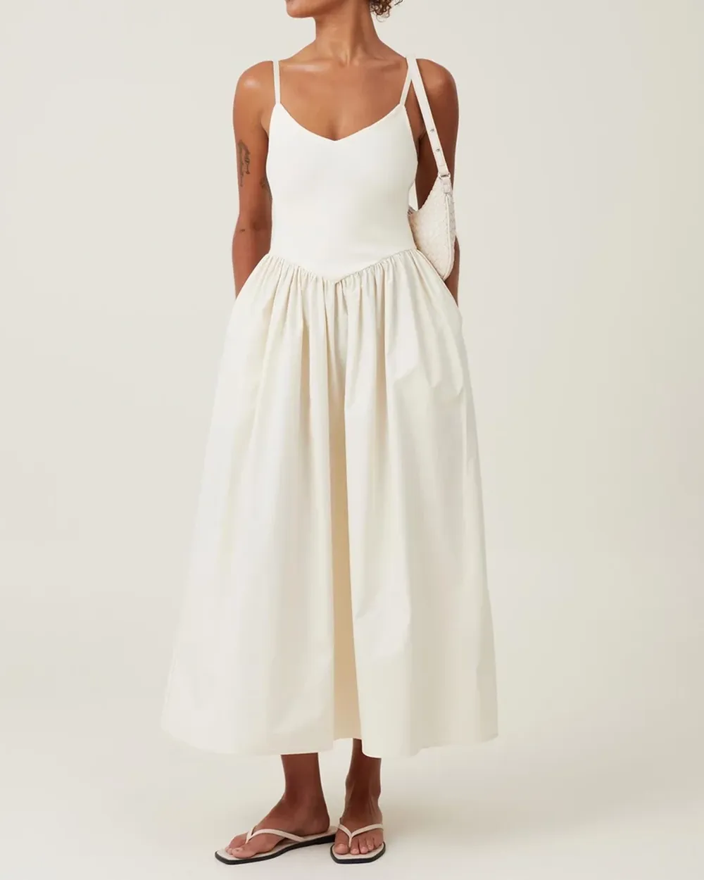 Spliced ​​Suspender Maxi Dresses