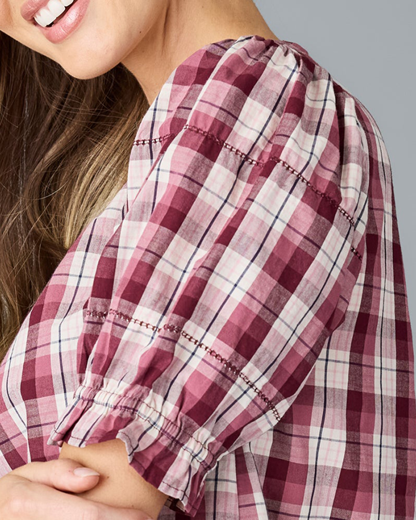 Plaid Short Sleeve Blouse
