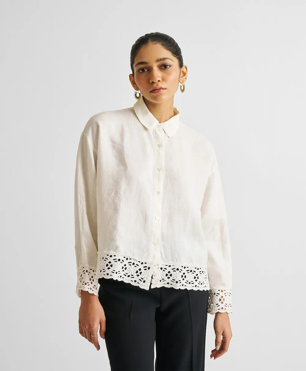 Reistor® Button-down with Embroidered Lace Shirt
