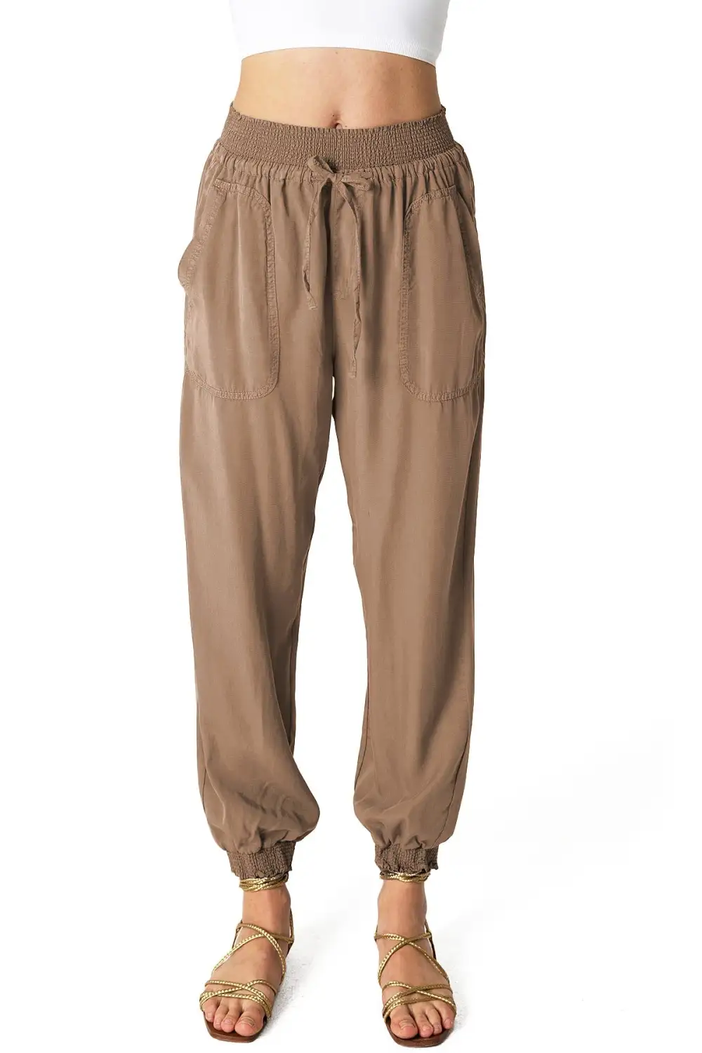 Light Blue Elastic - Waist Jogger Pants