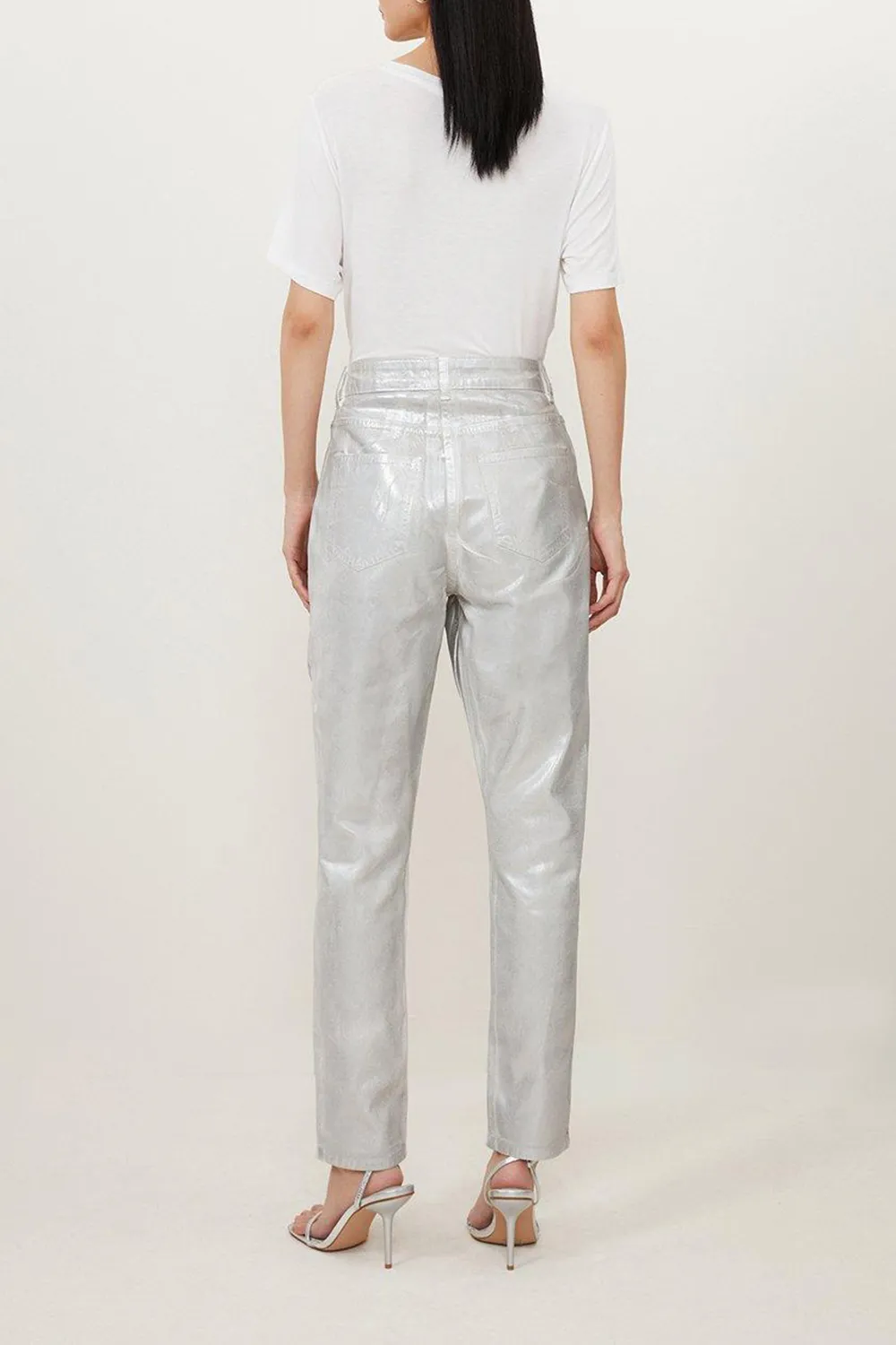 Slim Leg Silver Foiled Trouser