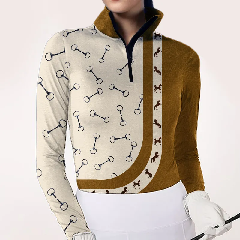 Women's Riding Style Print Long Sleeve Casual Shirt