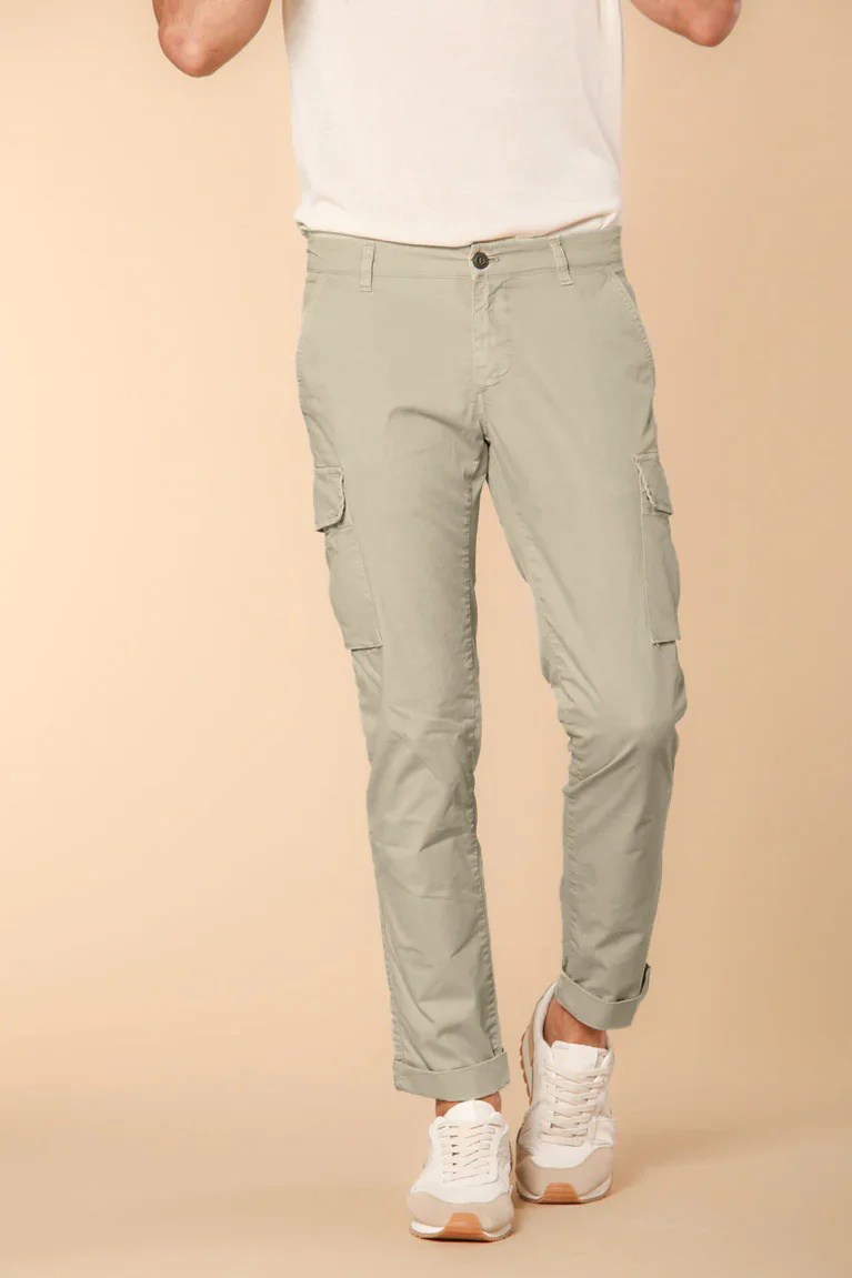 Men's  Light Beige Cotton Twill Slim Fit Khaki Overalls