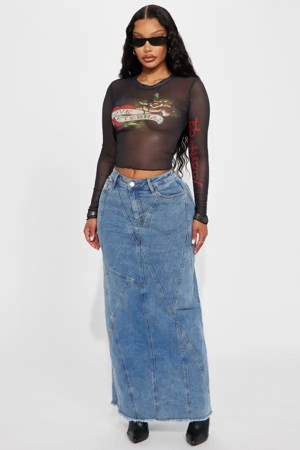 Ed Hardy Eternal Love Mesh Top - Black