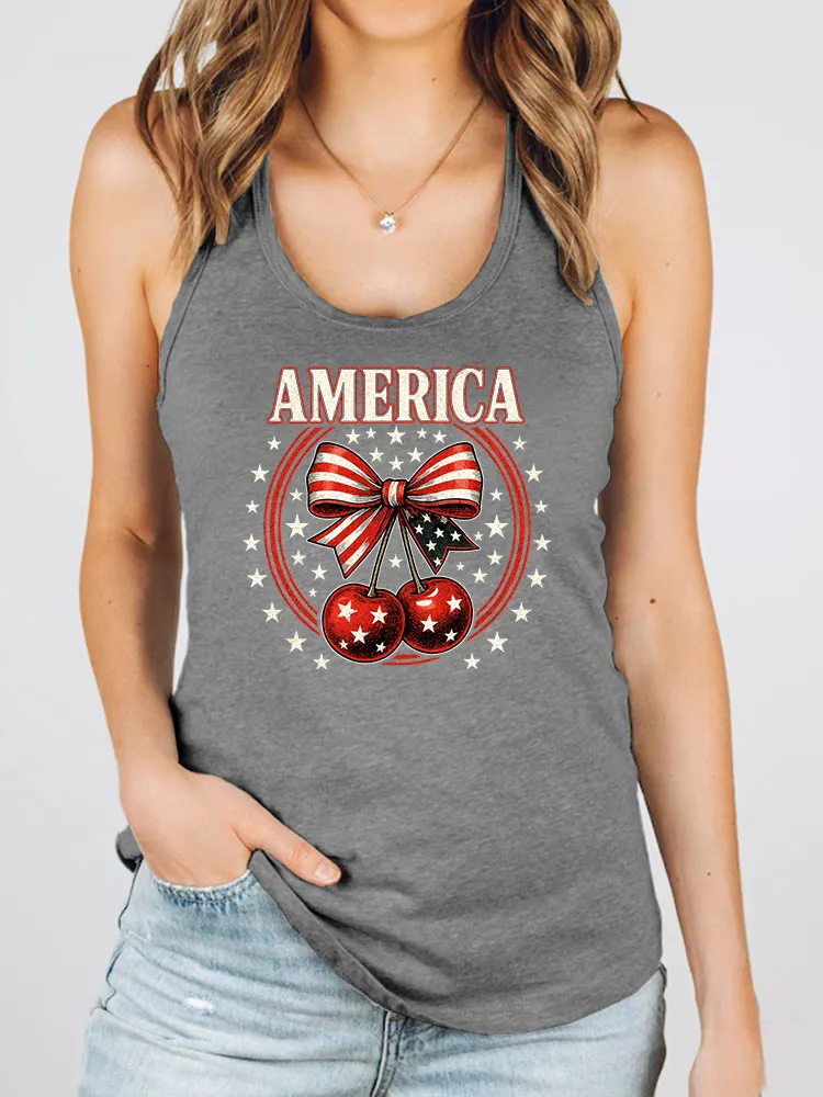 Women'S America Round-Necked Sleeveless Vest