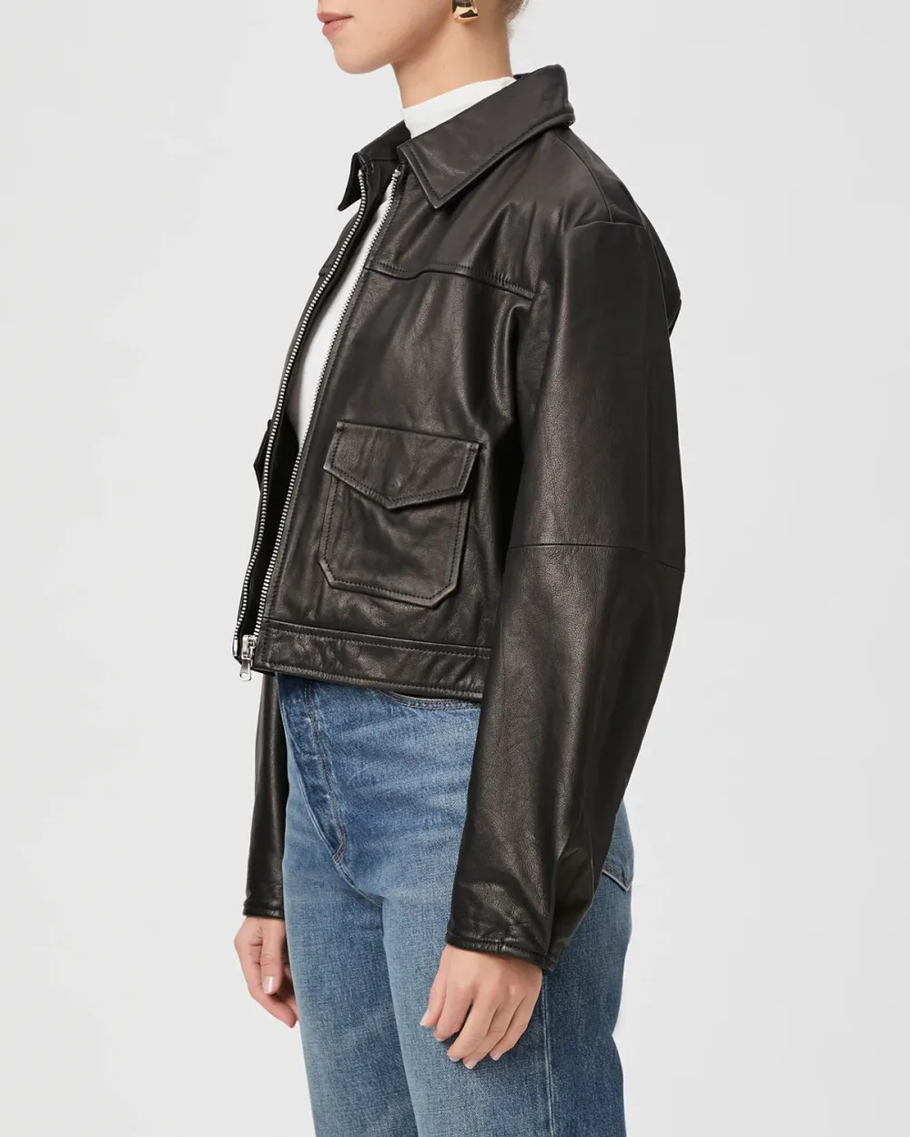 Black Faux Leather Cropped Jacket