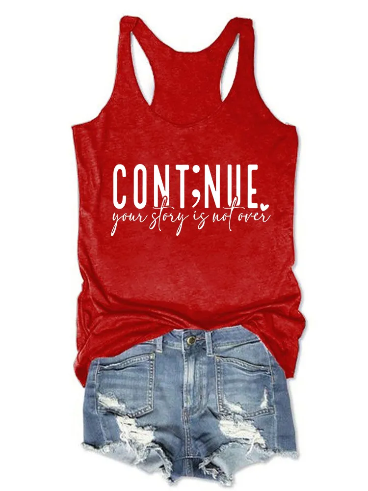 Women'S Round-Neck Sleeveless Vest Continue Prints