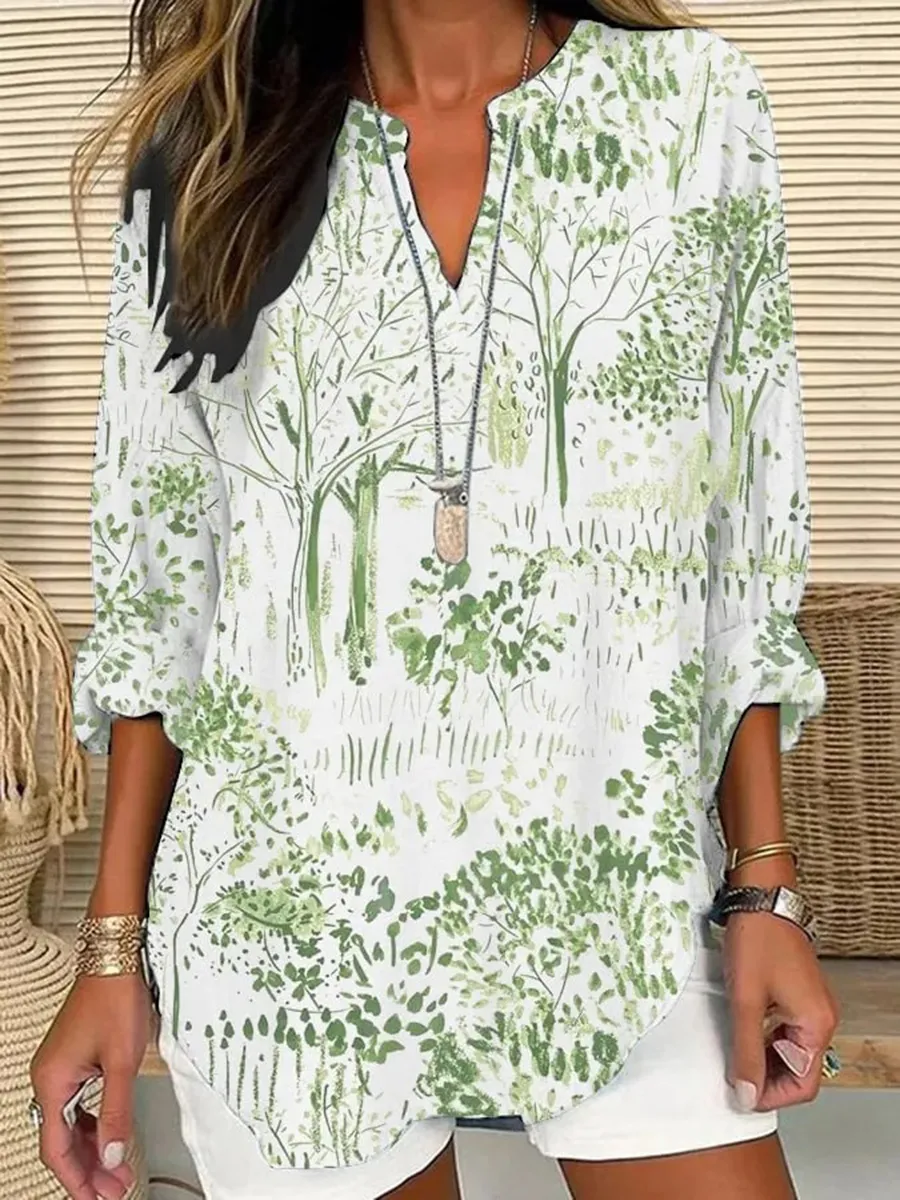 Women's Casual Forest Tree Print Shirt