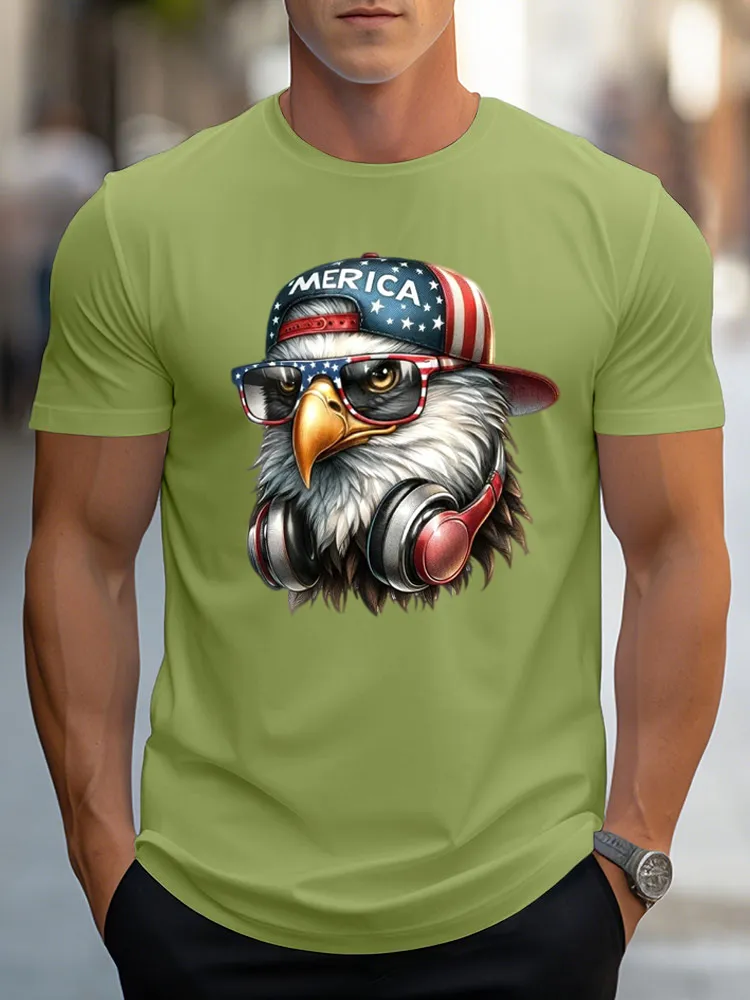 Man'S Independence Day Eagle Round-Neck Short-Sleeved T-Shirt