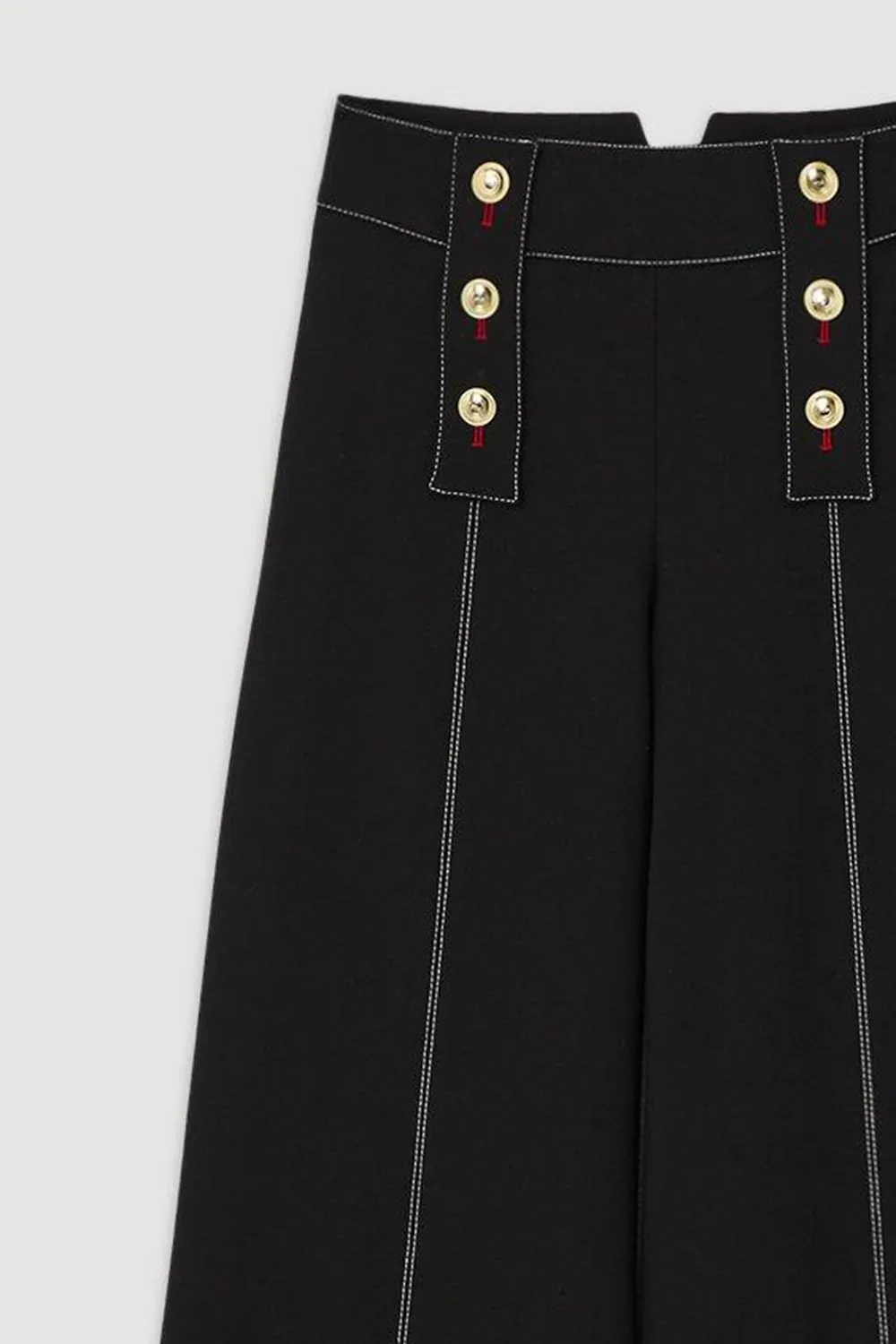 Compact Stretch Tailored Flared High Waisted Trousers
