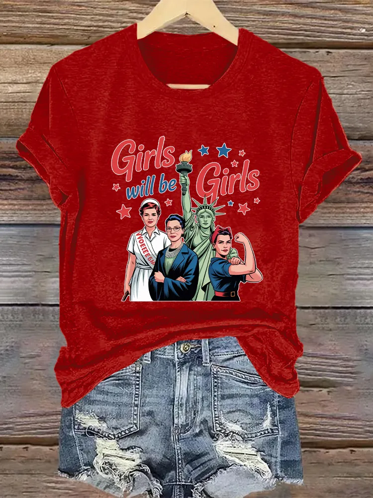 Woman'S Girls Will Be Girls Crew Neck Short Sleeve T-Shirt