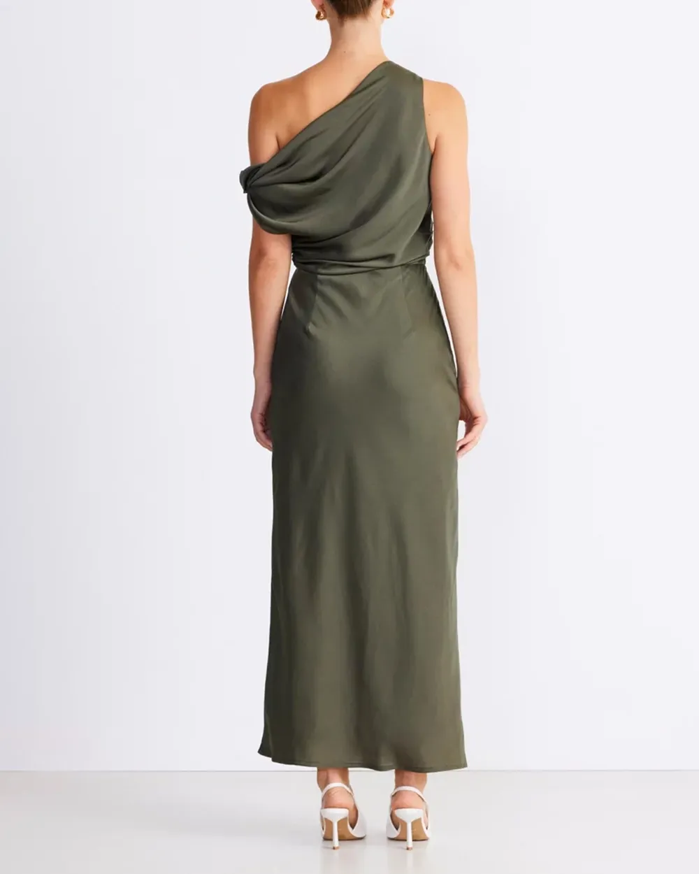 Off-shoulder Satin Maxi Dress