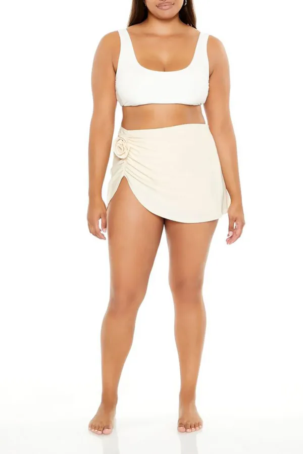 Plus Size Rosette Swim Cover-Up Skirt