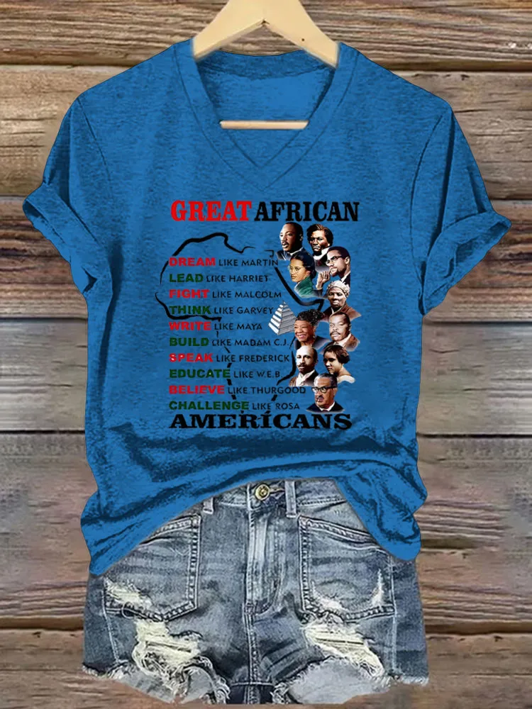 Women'S V-Neck T-Shirt Educated Great African Americans