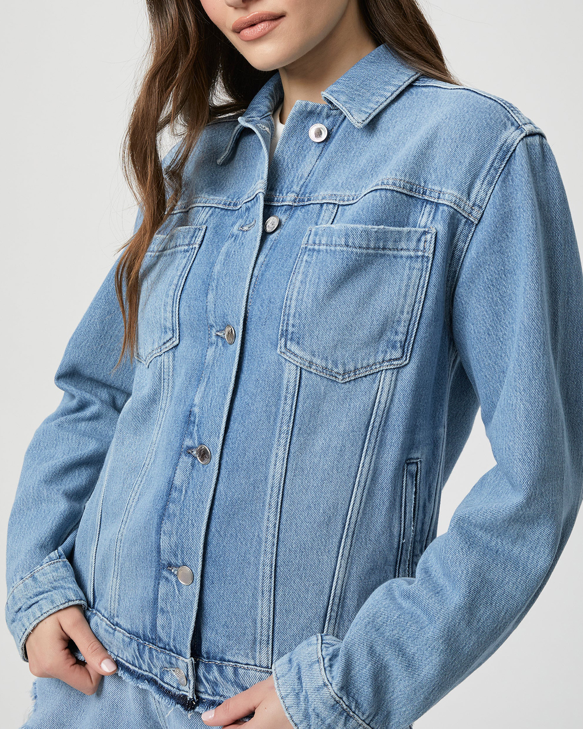 Light Blue Distressed Denim Jacket