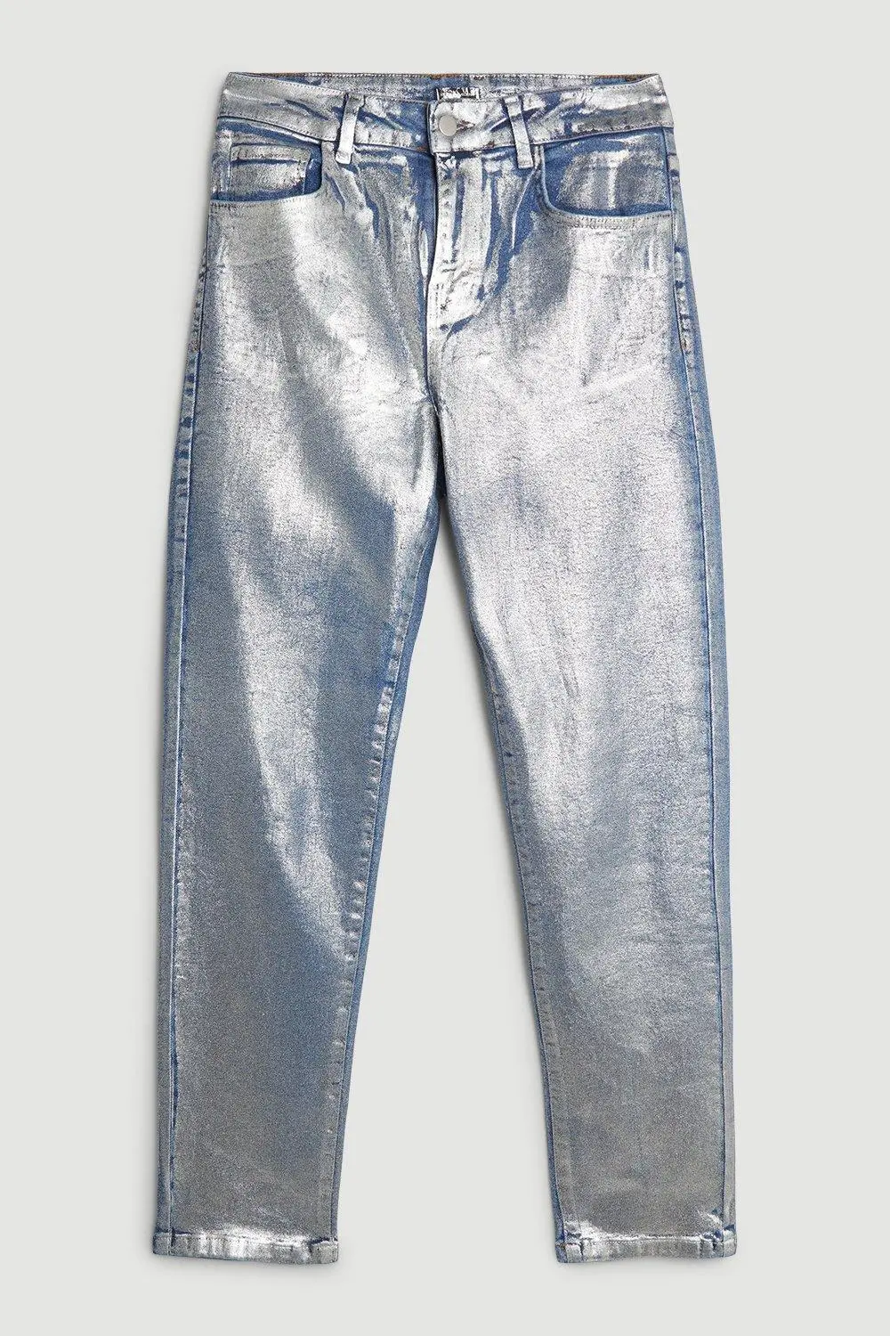 Slim Leg Silver Foiled Trouser