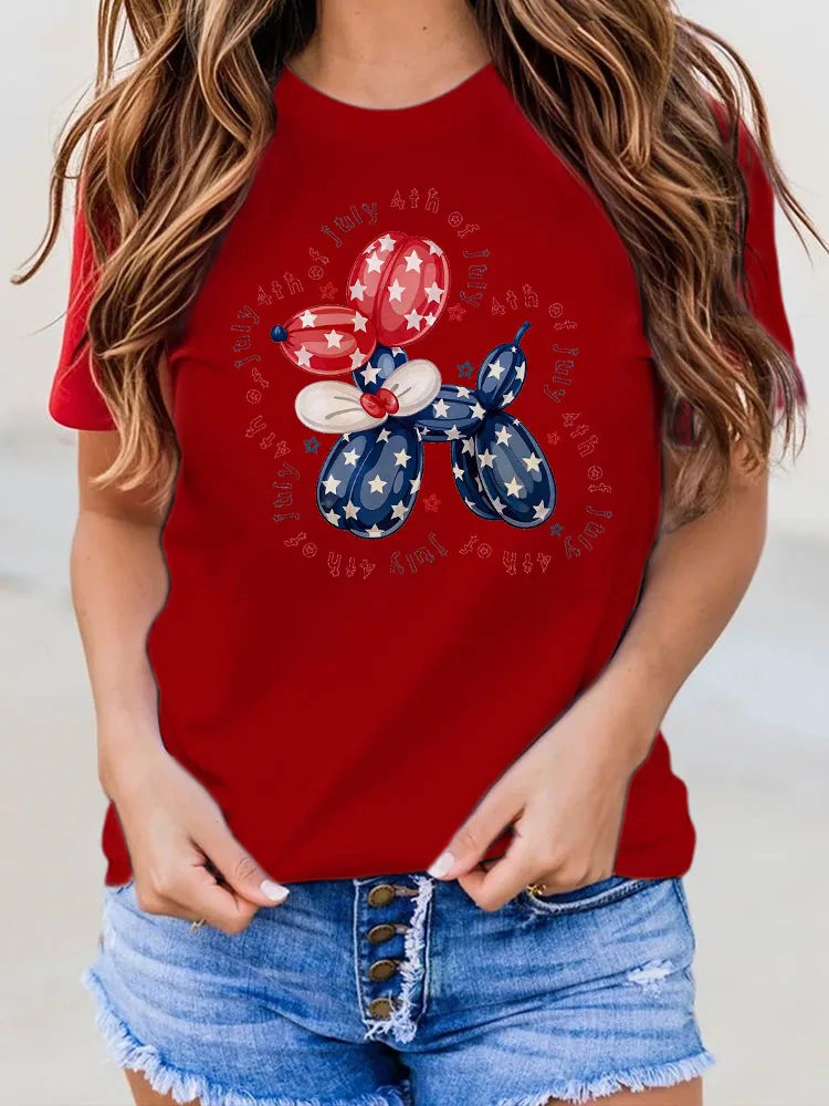 July 4th Of July Print Round-Neck Short-Sleeved T-Shirt