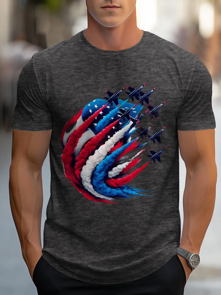 Airplane Smoke-Pulling Performance Print Short Sleeves T-Shirt