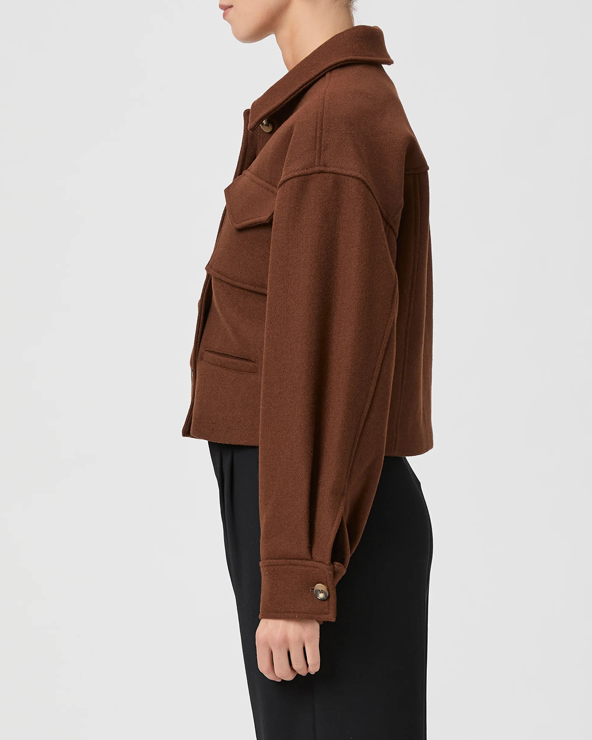Brown Wool Blend Cropped Jacket