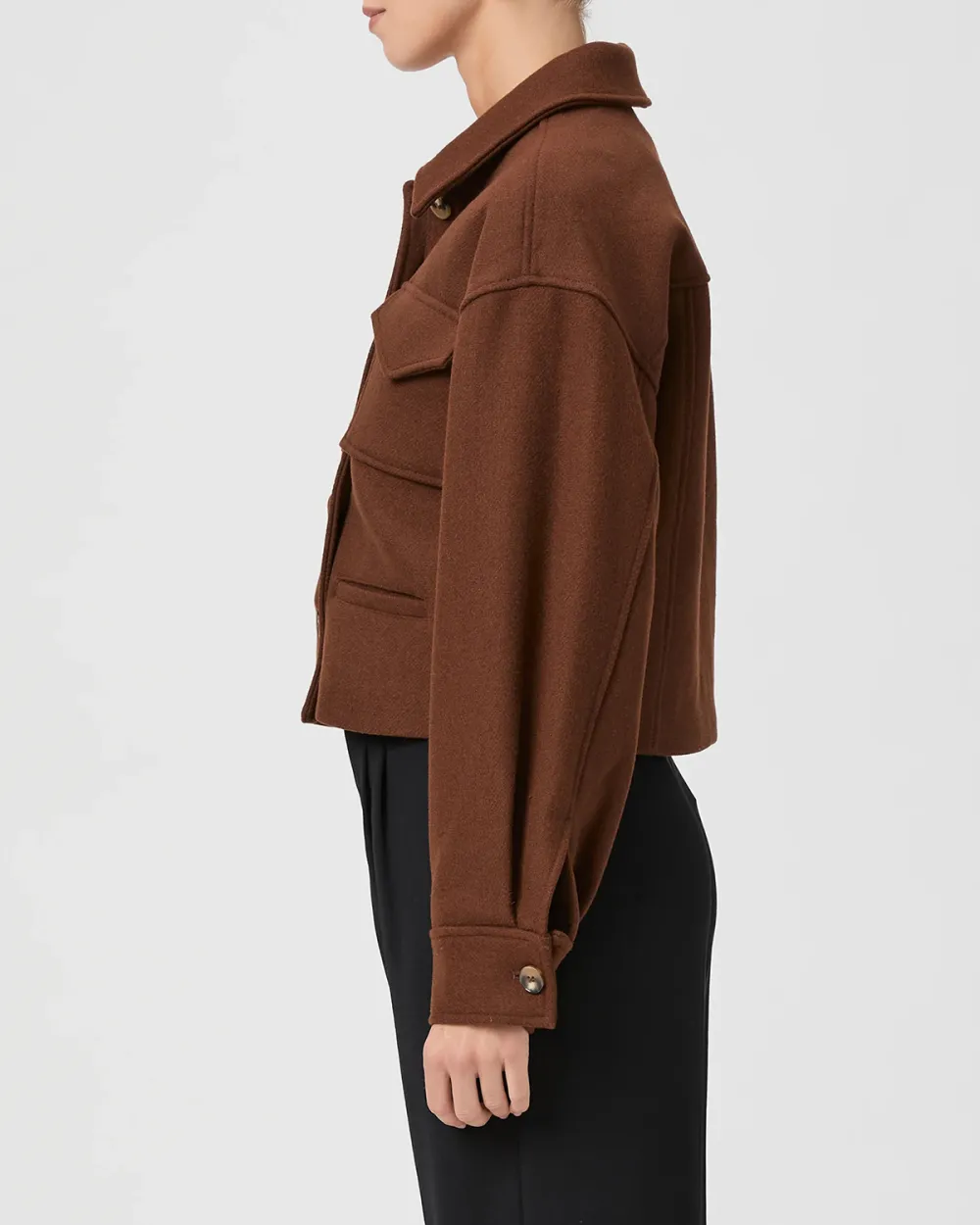Brown Wool Blend Cropped Jacket