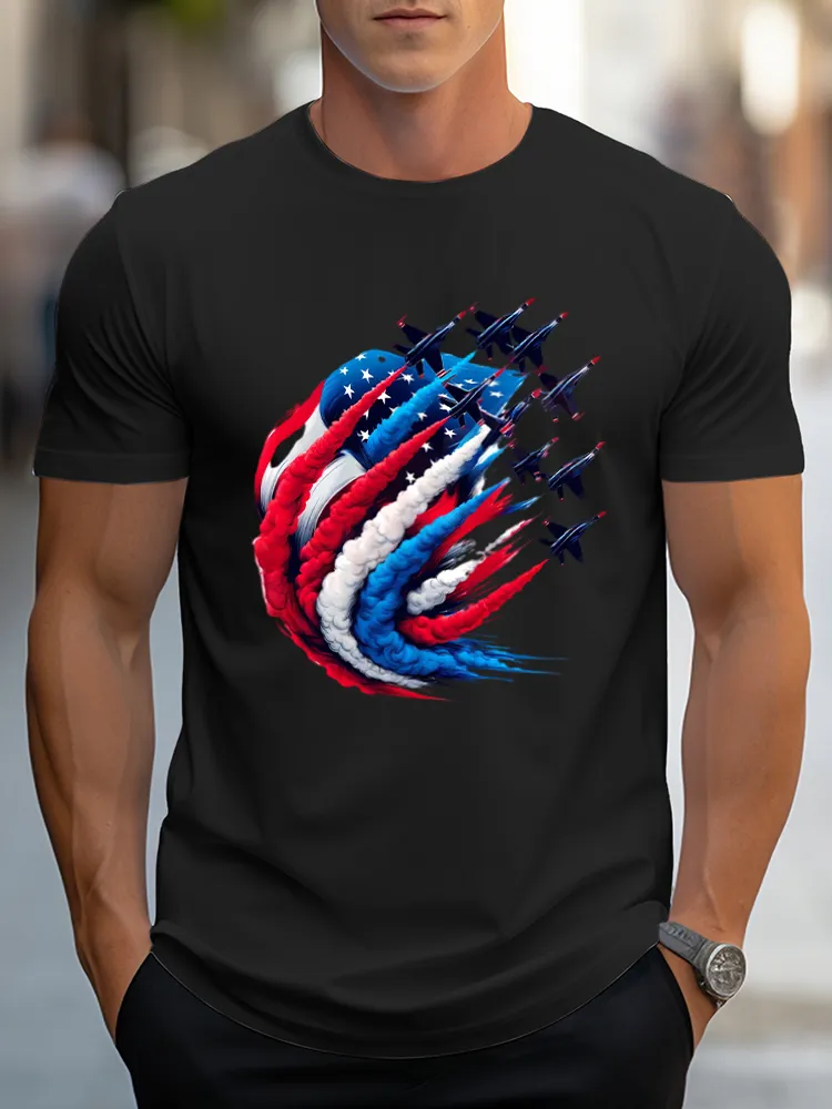 Airplane Smoke-Pulling Performance Print Short Sleeves T-Shirt