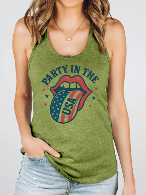 Women'S Party In The Usa Round-Necked Sleeveless Vest