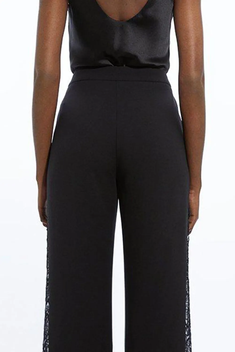 Tailored Lace Detail Straight Leg Trousers