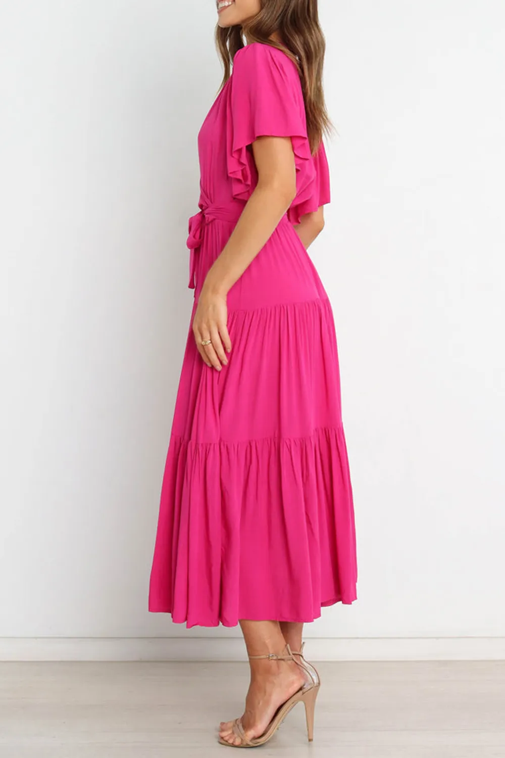 COLORFUL DRESS WITH TIE BOW