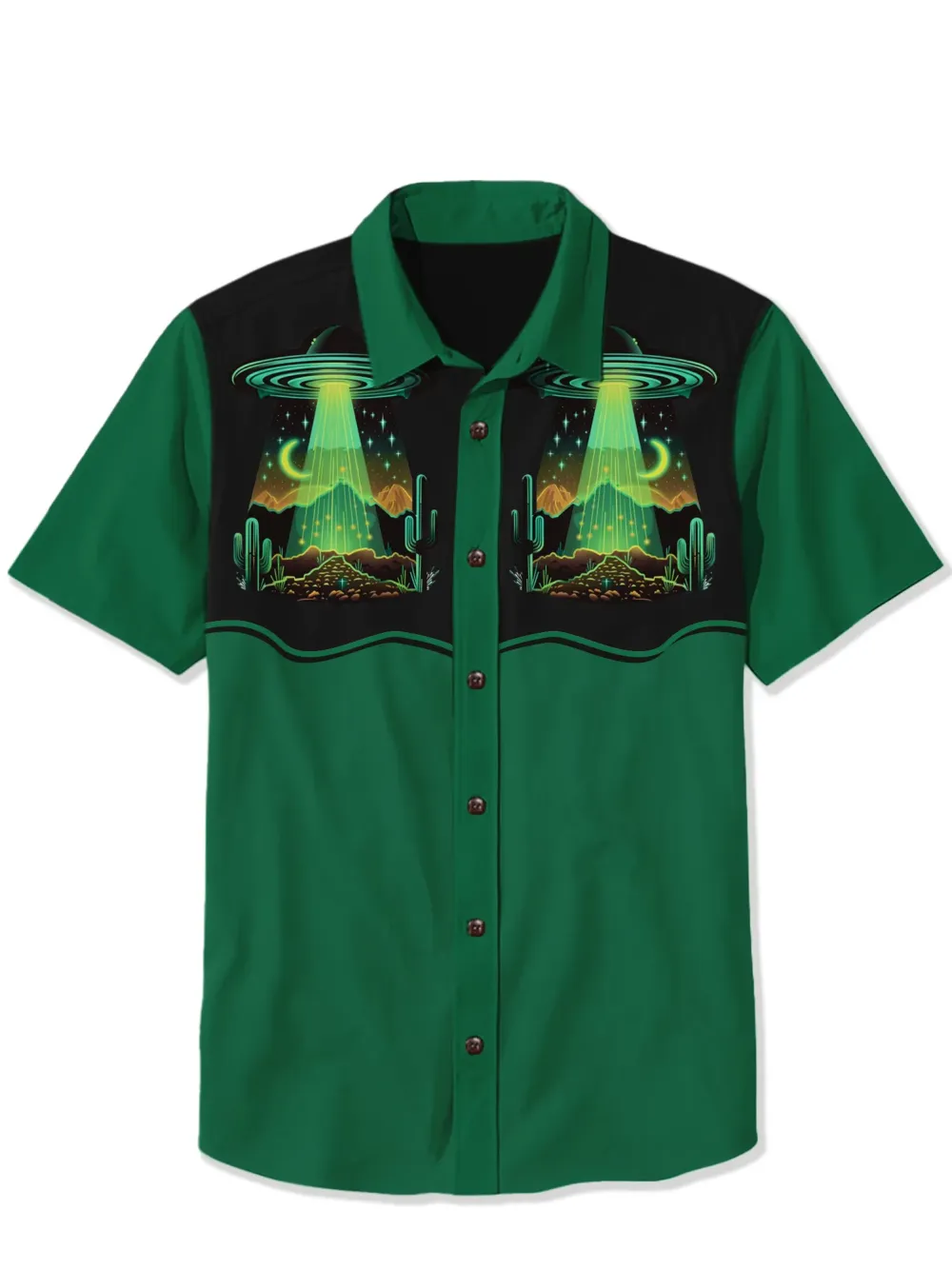Western Retro Spaceship Cowboy Cactus Shirt