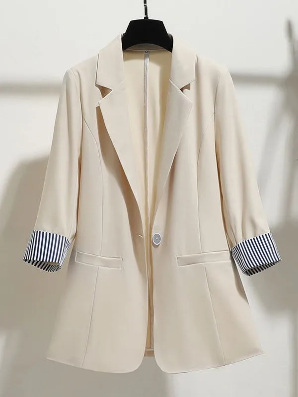 Lapel Collar Casual Plain Loose Blazer