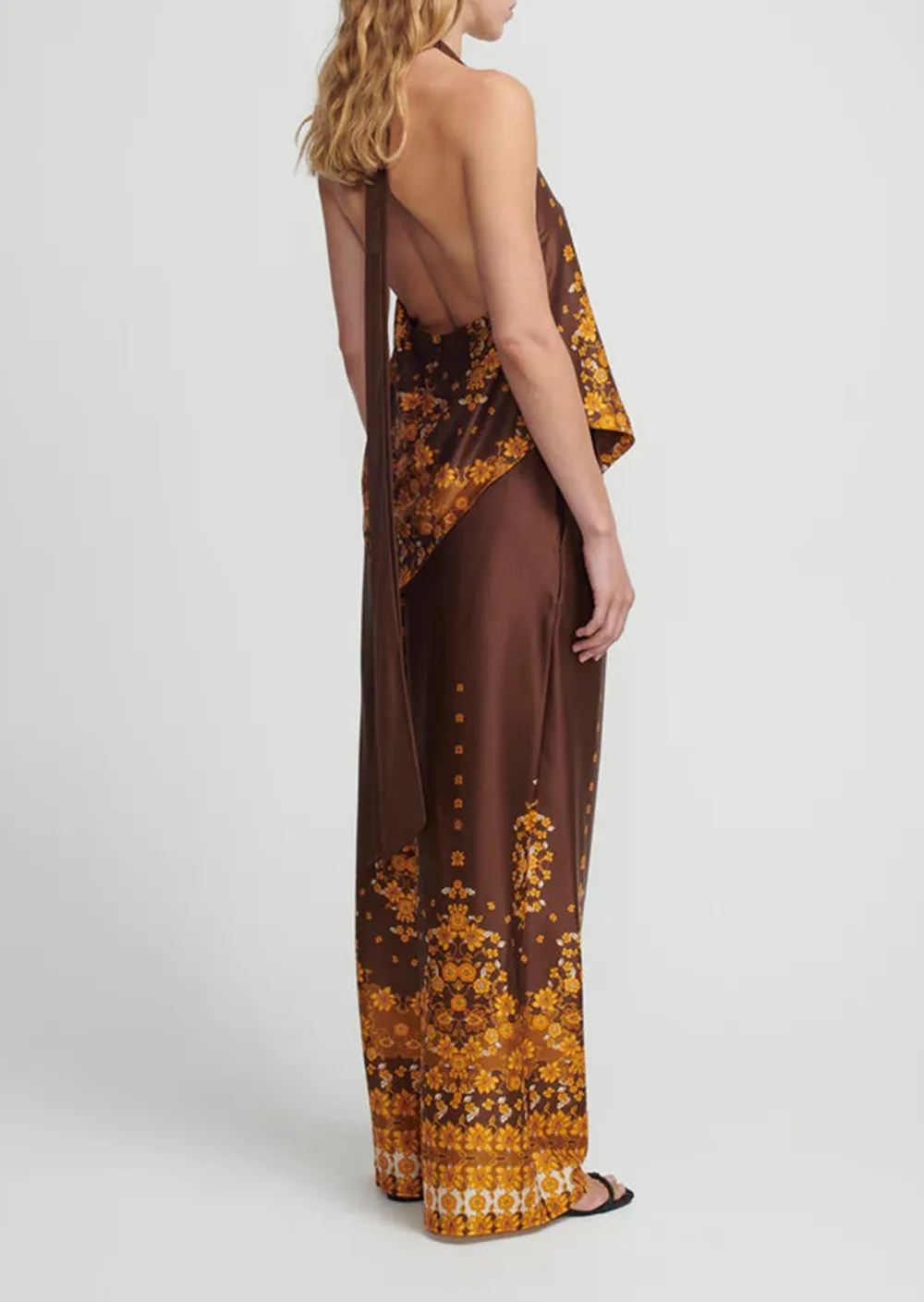Brown Halter Neck Printed Top
