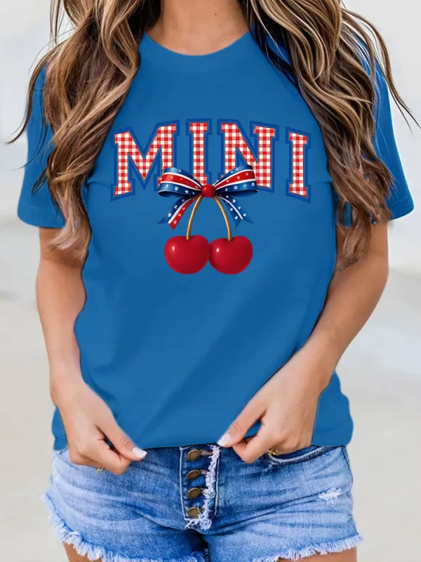 Woman'S Independence Day Print Short-Sleeved T-Shirt