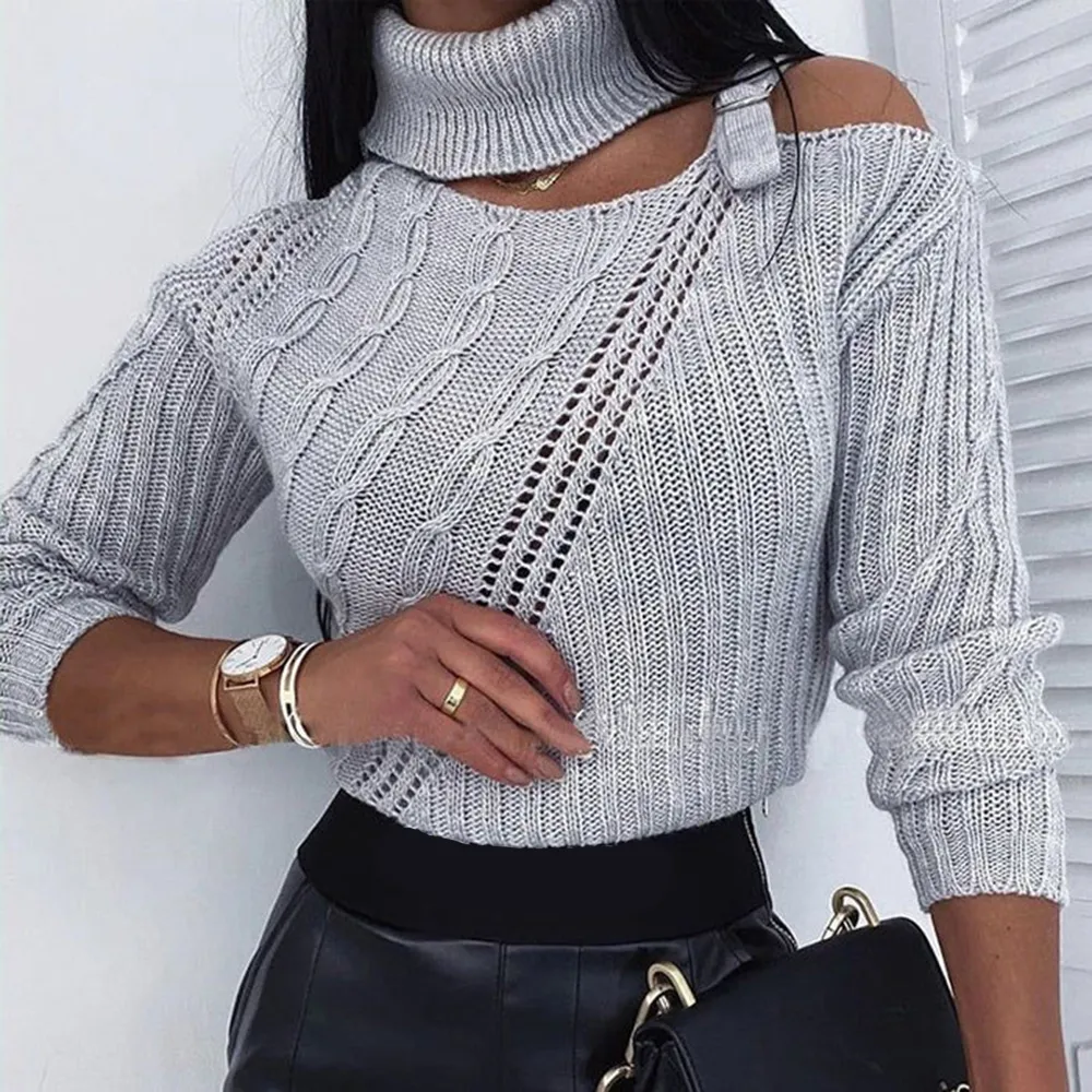 Roll Neck One Shoulder Sweater