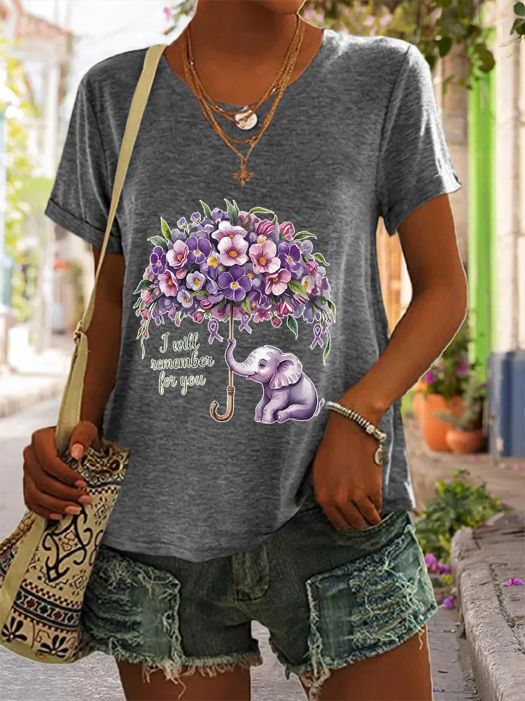 Women'S I Will Remember For You Alzheimer'S Awareness Short-Sleeved T-Shirt