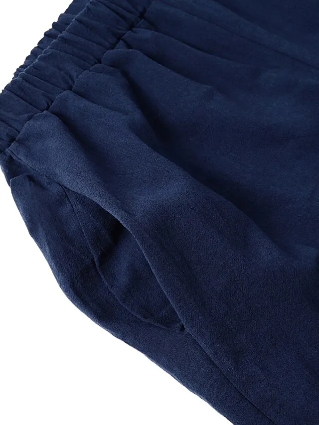 Women's Chinos Capri shorts Baggy Solid Color Pocket Baggy Calf-Length Micro-elastic Sporty Casual Daily Vacation Black Navy Blue L XL Spring Fall