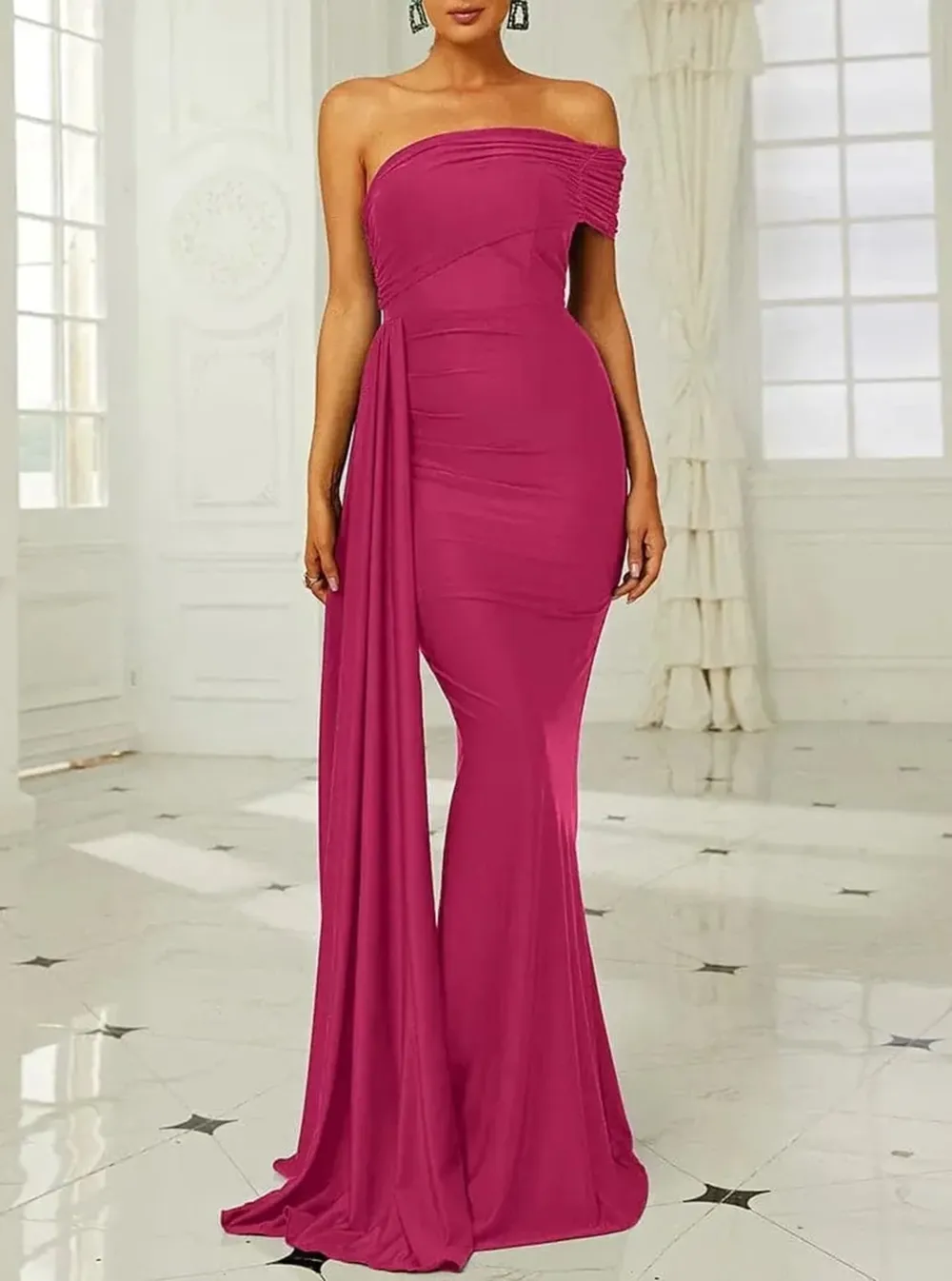 Draping Emerald Green Dress