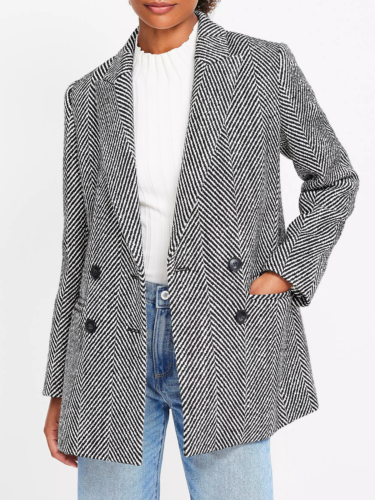 Herringbone Oversized Double Breasted Blazer