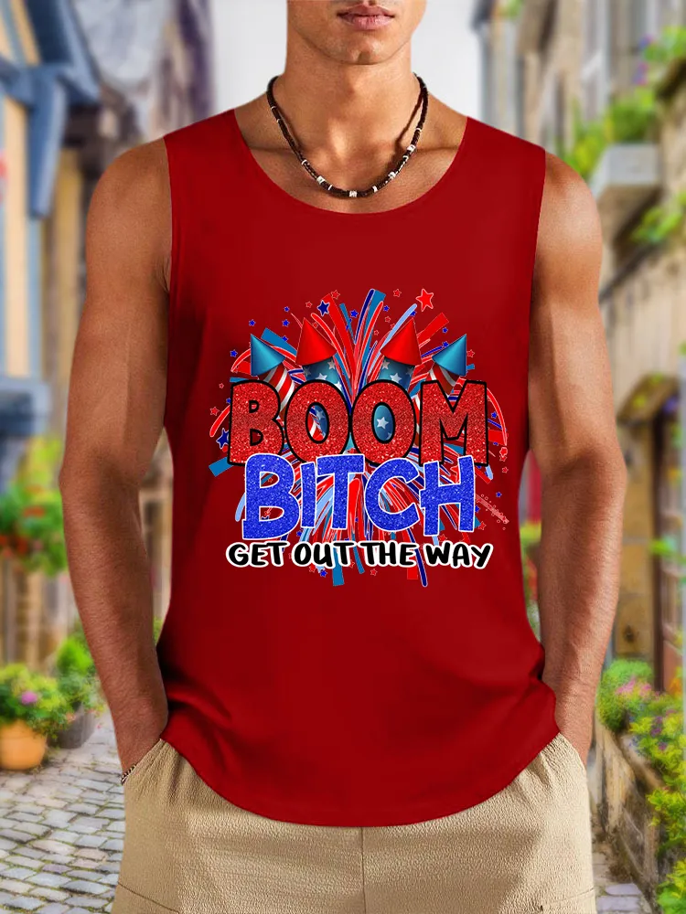 Men'S Boom Bitch Get Out The Way Round-Necked Sleeveless Vest