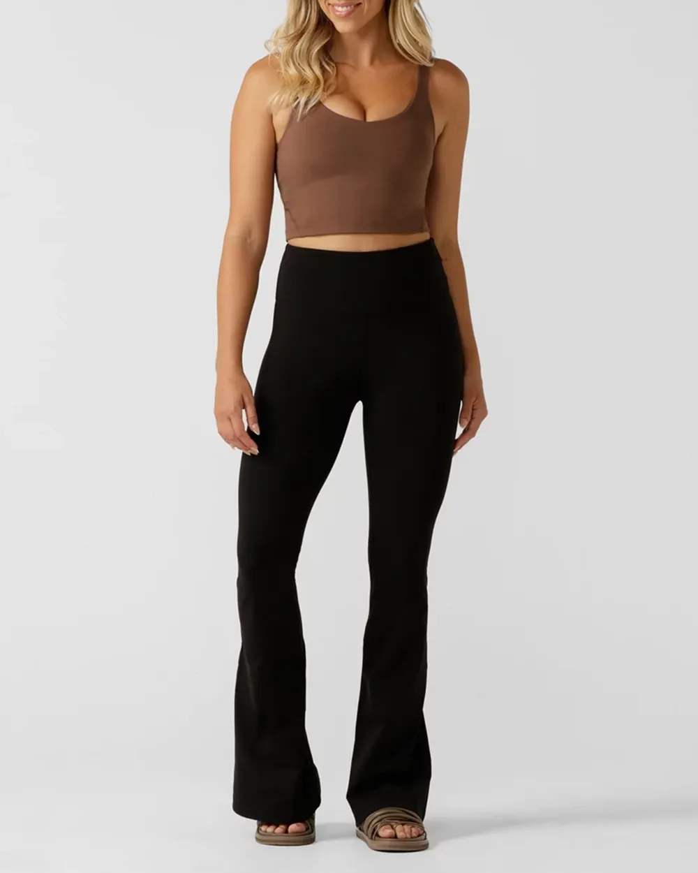 Black Elastic Waist Flared Pant