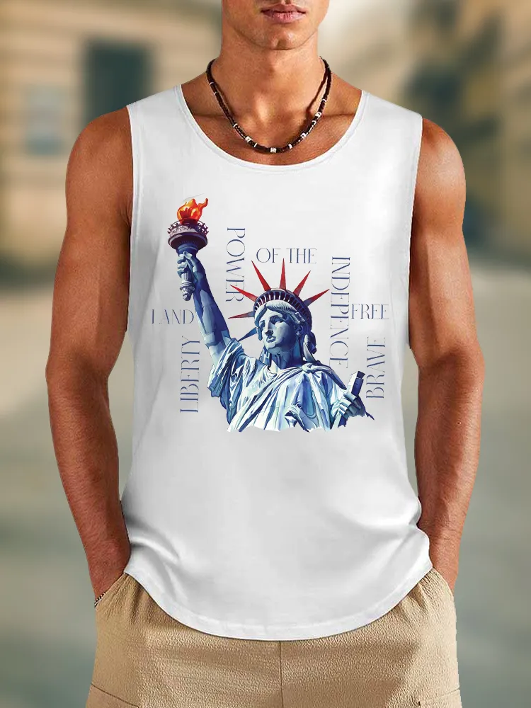 Men'S Power Of The Indepence Round-Necked Sleeveless Vest
