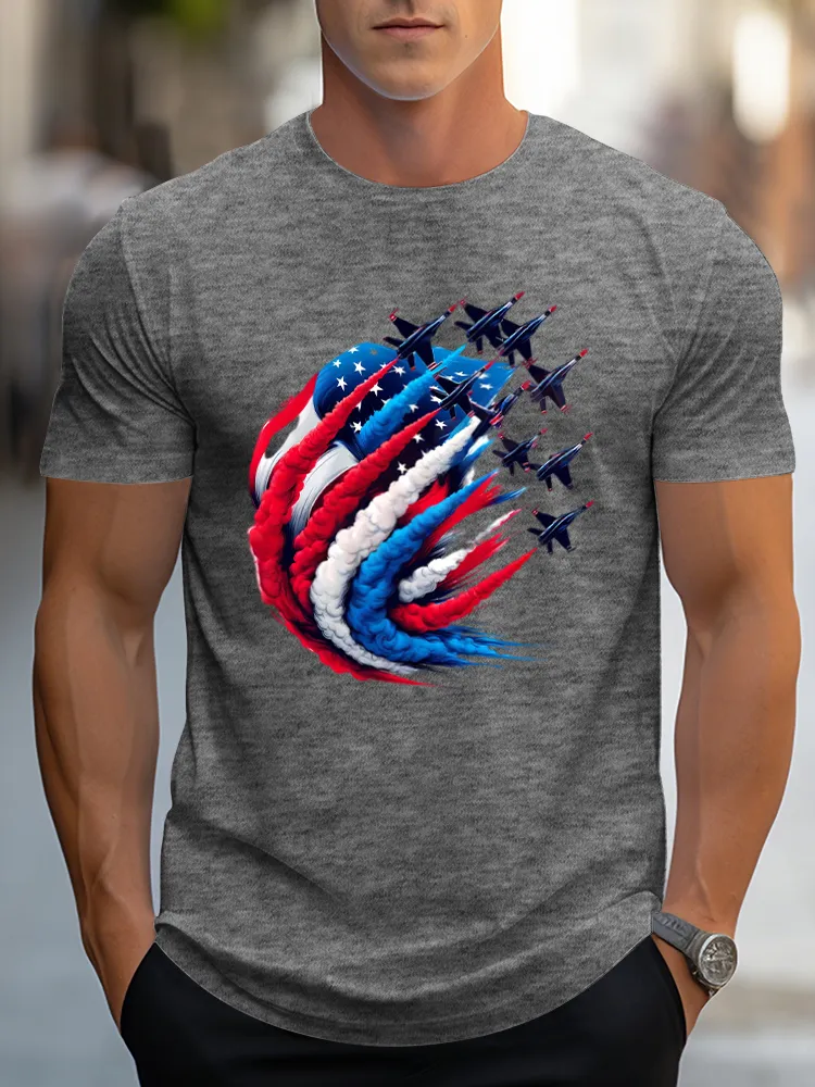 Airplane Smoke-Pulling Performance Print Short Sleeves T-Shirt
