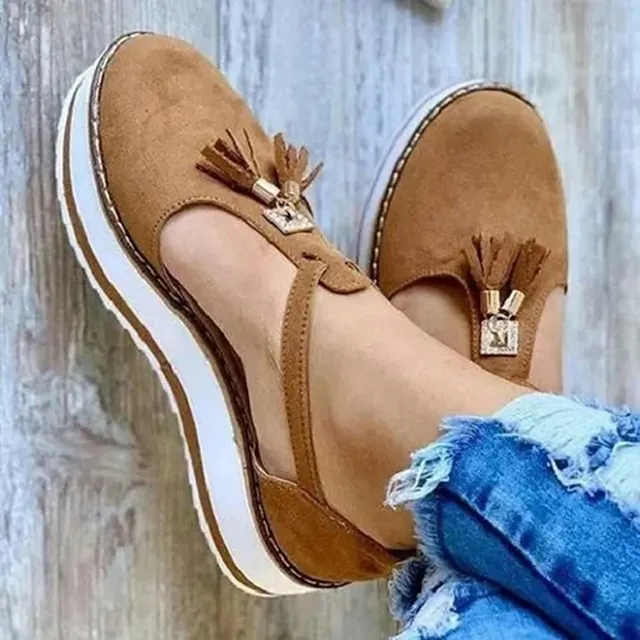 Women's Sandals Platform Sandals Plus Size Outdoor Daily Walking Summer Tassel Platform Flat Heel Round Toe Closed Toe Vintage Casual Faux Leather Synthetics Buckle Solid Color Solid Colored Black