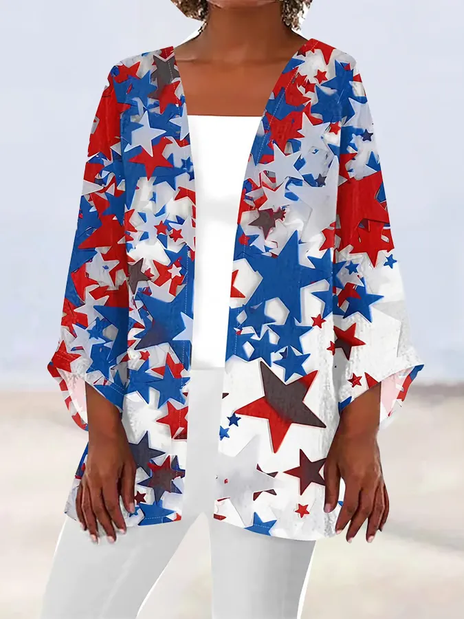 Women'S Star Print V-Neck Shirt